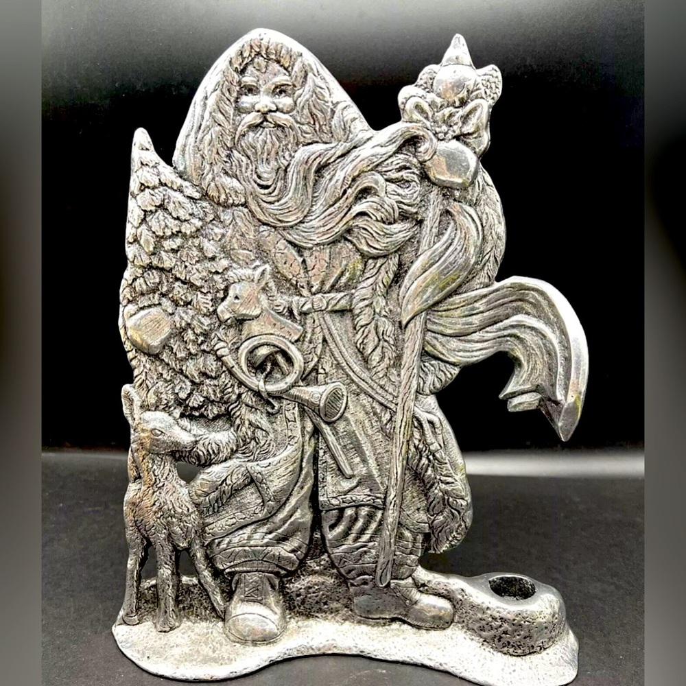 Vintage Old World Santa  1993 Taper Candle Holder Detailed 11" X 8" Excellent